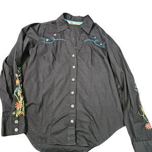 Cumberland Outfitters Womens Button Up Blouse Multicolor Size Small 100% Cotton